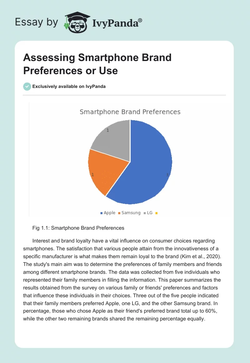 Assessing Smartphone Brand Preferences or Use. Page 1