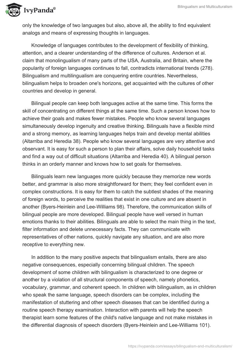 Bilingualism and Multiculturalism. Page 2