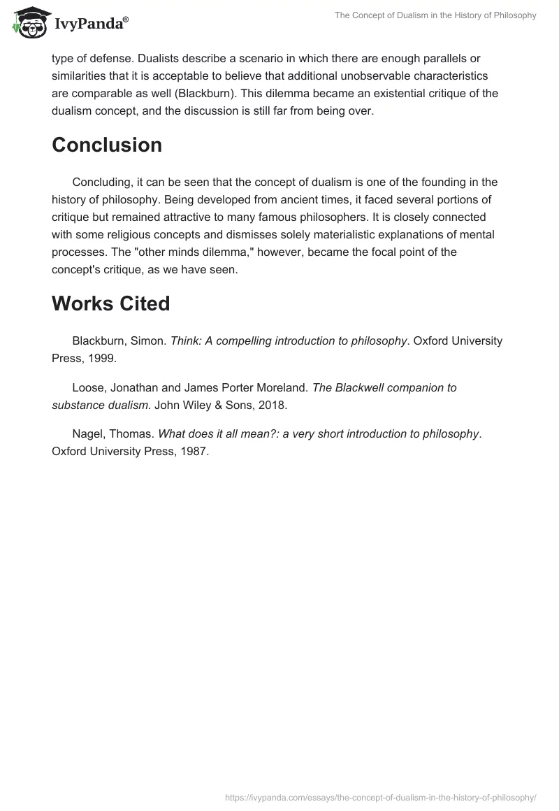 The Concept of Dualism in the History of Philosophy. Page 3