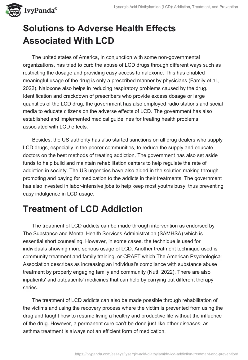 Lysergic Acid Diethylamide (LCD): Addiction, Treatment, and Prevention. Page 4