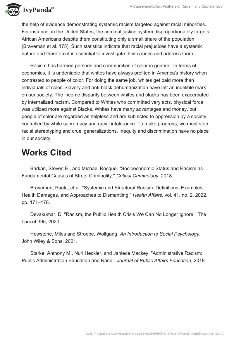 A Cause-and-Effect Analysis of Racism and Discrimination. Page 4