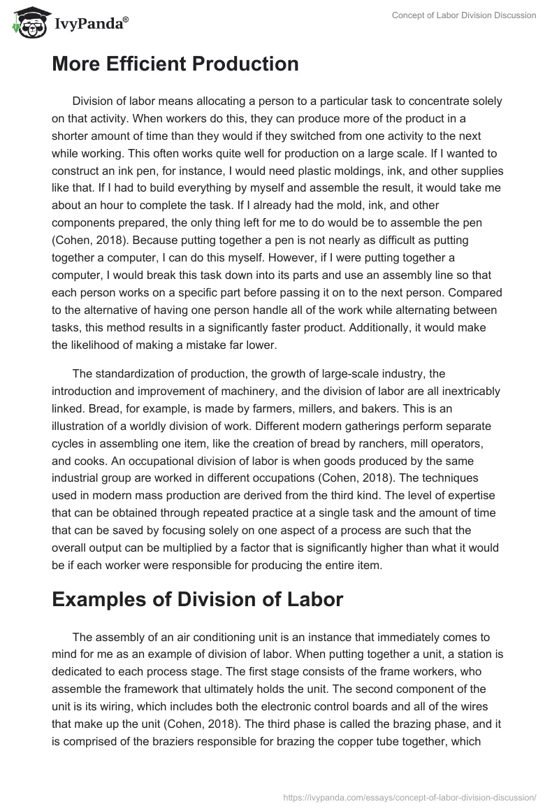 Concept of Labor Division Discussion. Page 2