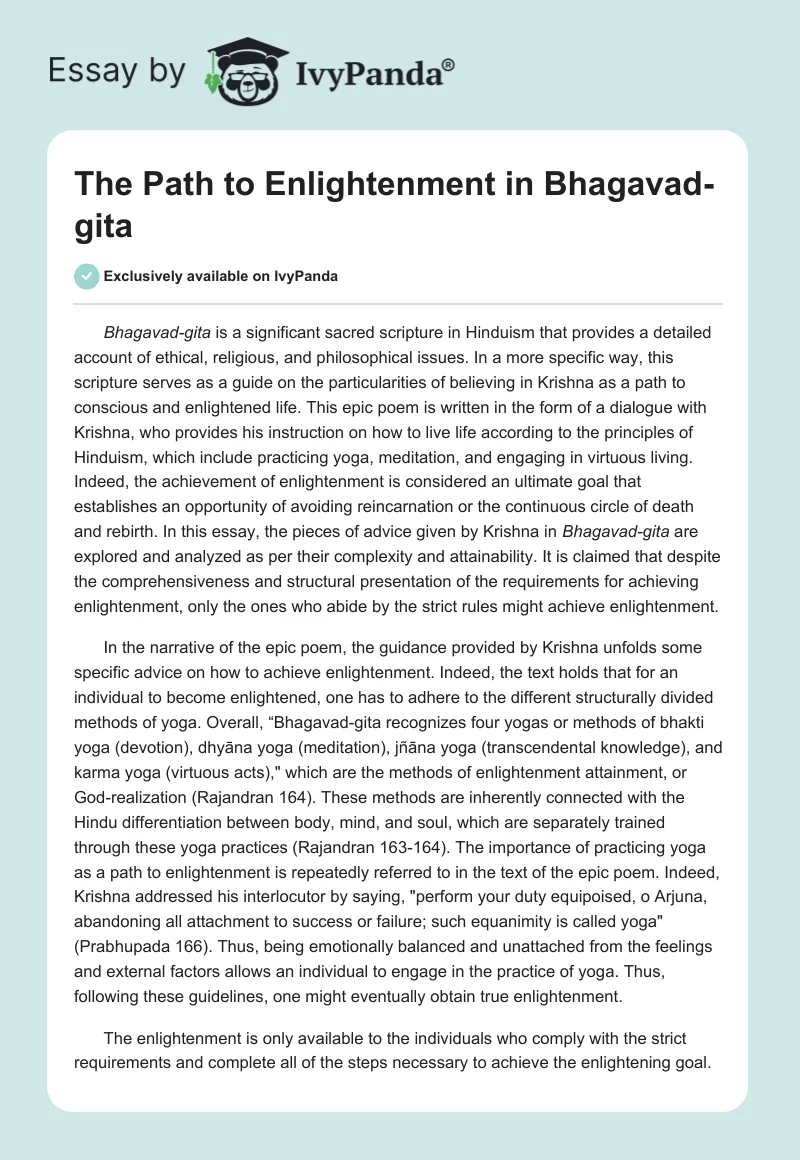 The Path to Enlightenment in "Bhagavad-gita". Page 1