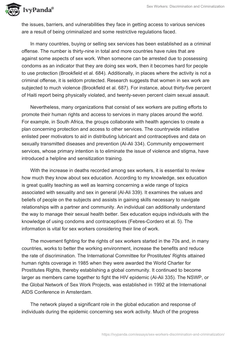 Sex Workers: Discrimination and Criminalization. Page 2