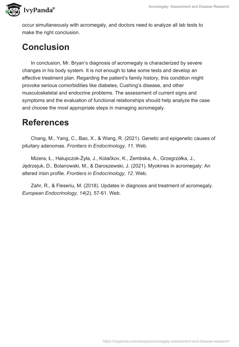 Acromegaly: Assessment and Disease Research. Page 3