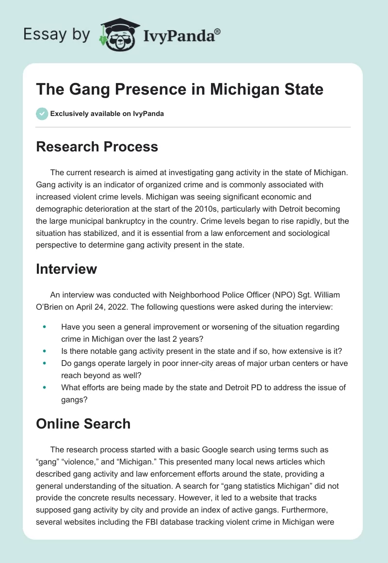 The Gang Presence in Michigan State. Page 1