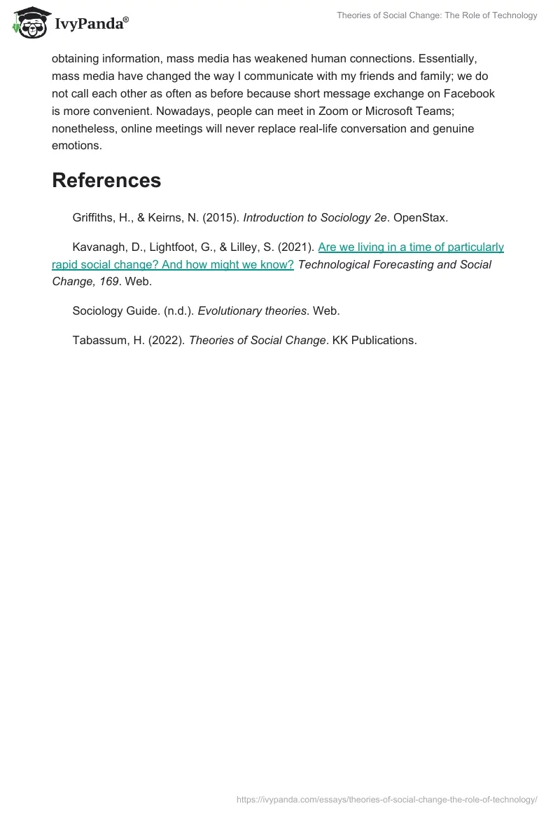 Theories of Social Change: The Role of Technology. Page 2