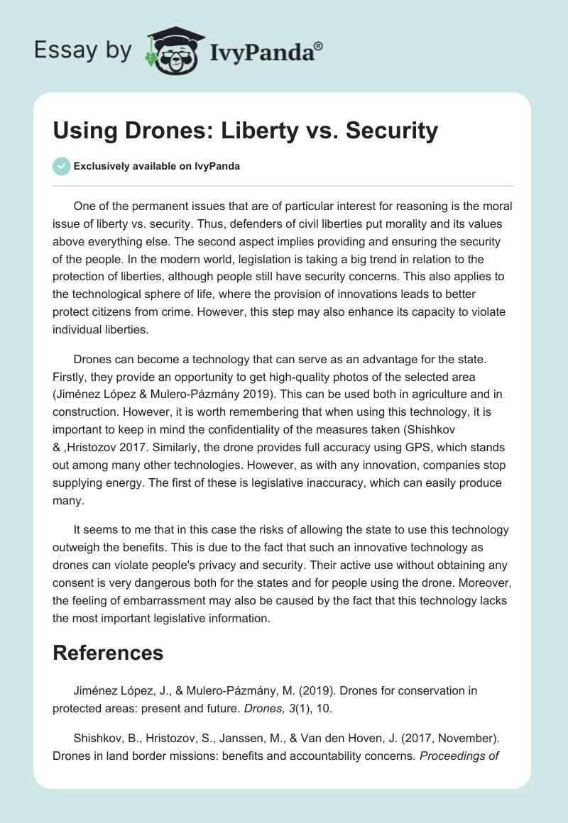Using Drones: Liberty vs. Security. Page 1