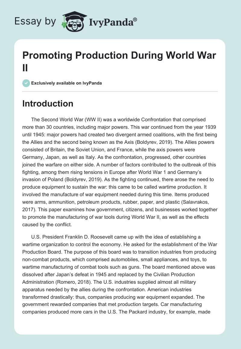 Promoting Production During World War II. Page 1
