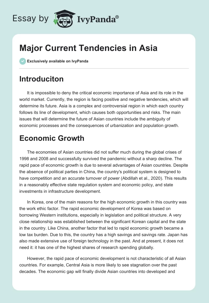 Major Current Tendencies in Asia. Page 1