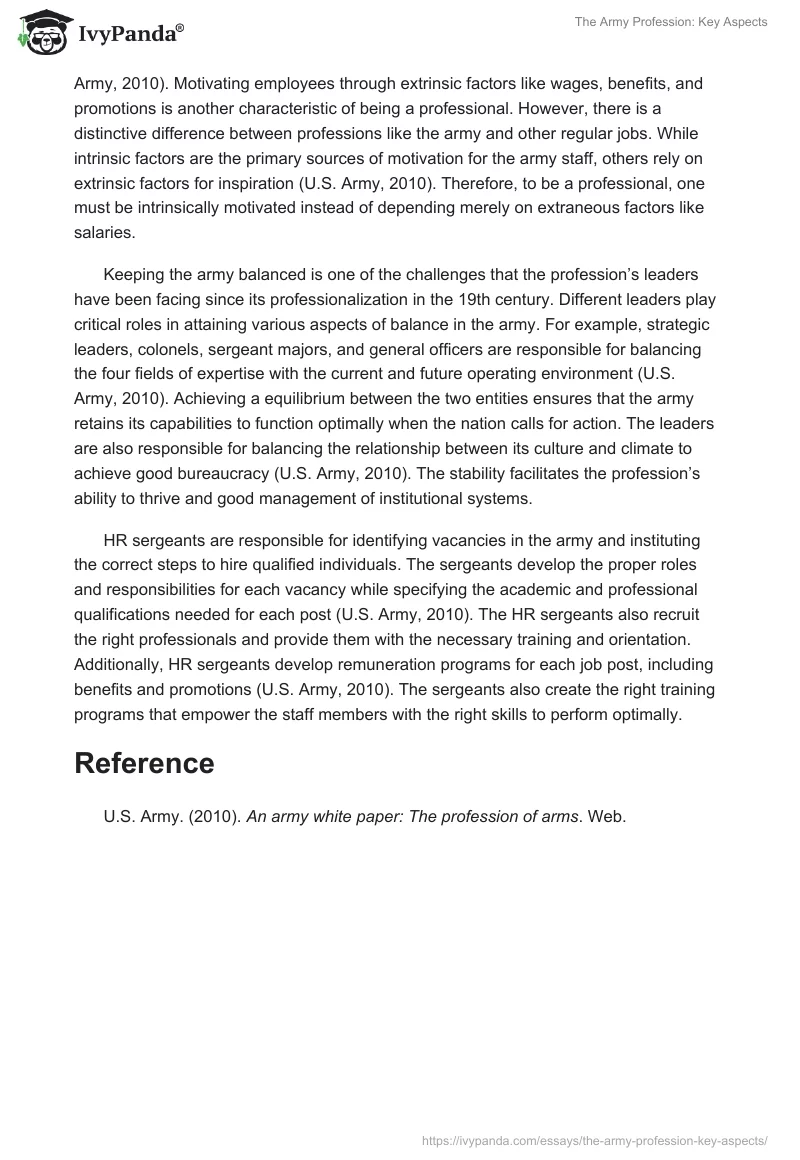 The Army Profession: Key Aspects. Page 2