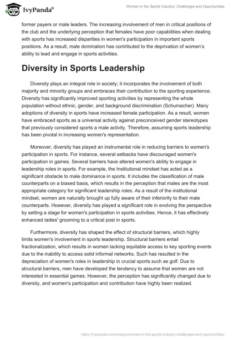 Women in the Sports Industry: Challenges and Opportunities - 1674 Words ...