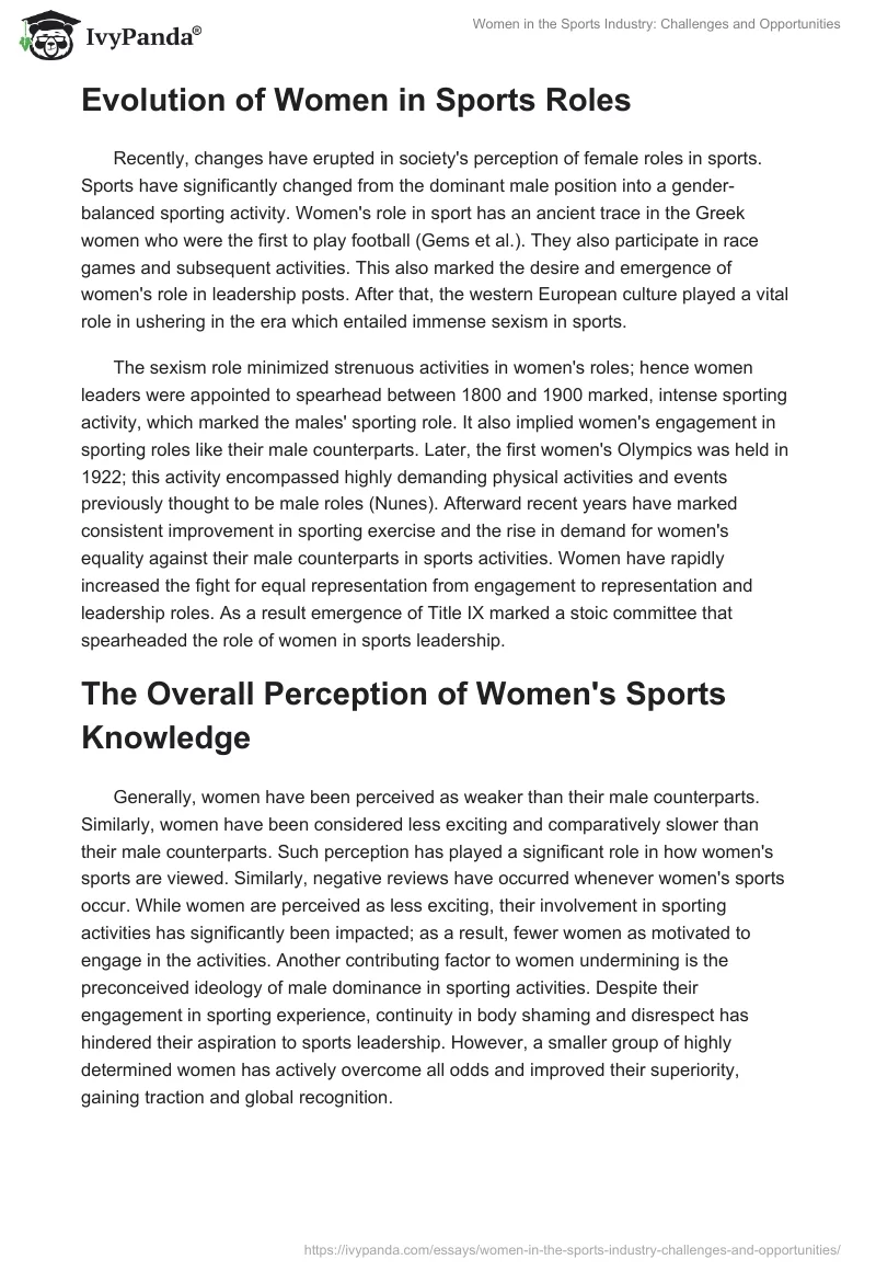 Women in the Sports Industry: Challenges and Opportunities. Page 4