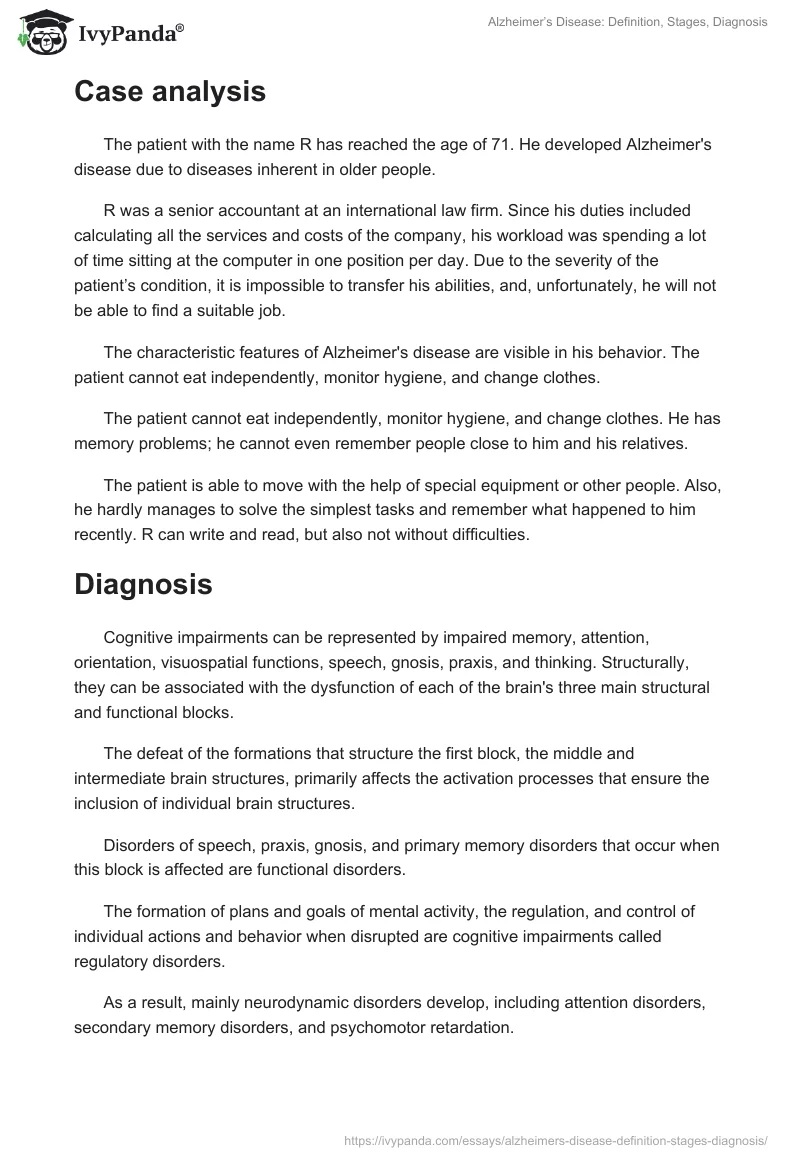 Alzheimer’s Disease: Definition, Stages, Diagnosis. Page 2