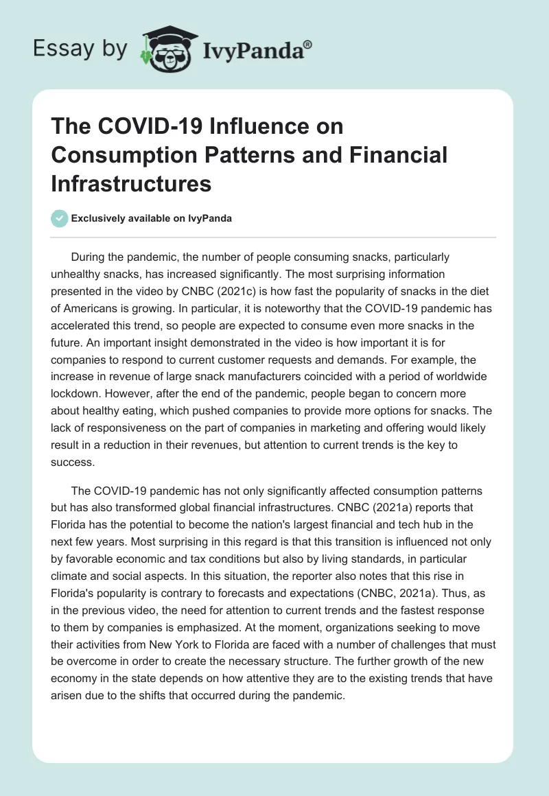 The COVID-19 Influence on Consumption Patterns and Financial Infrastructures. Page 1