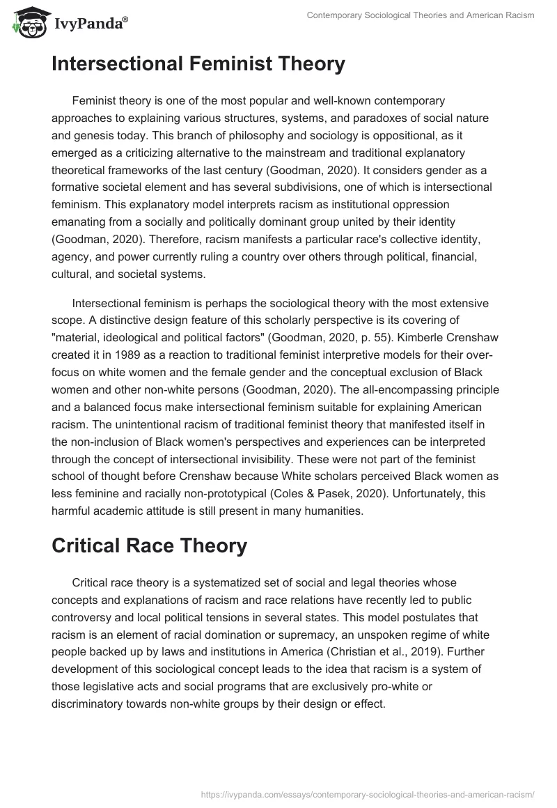 Contemporary Sociological Theories and American Racism. Page 2