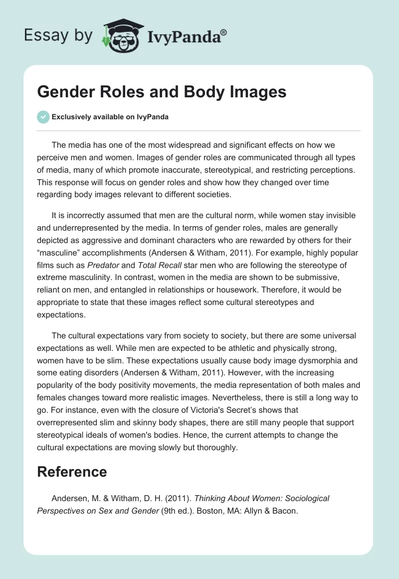 Gender Roles and Body Images. Page 1