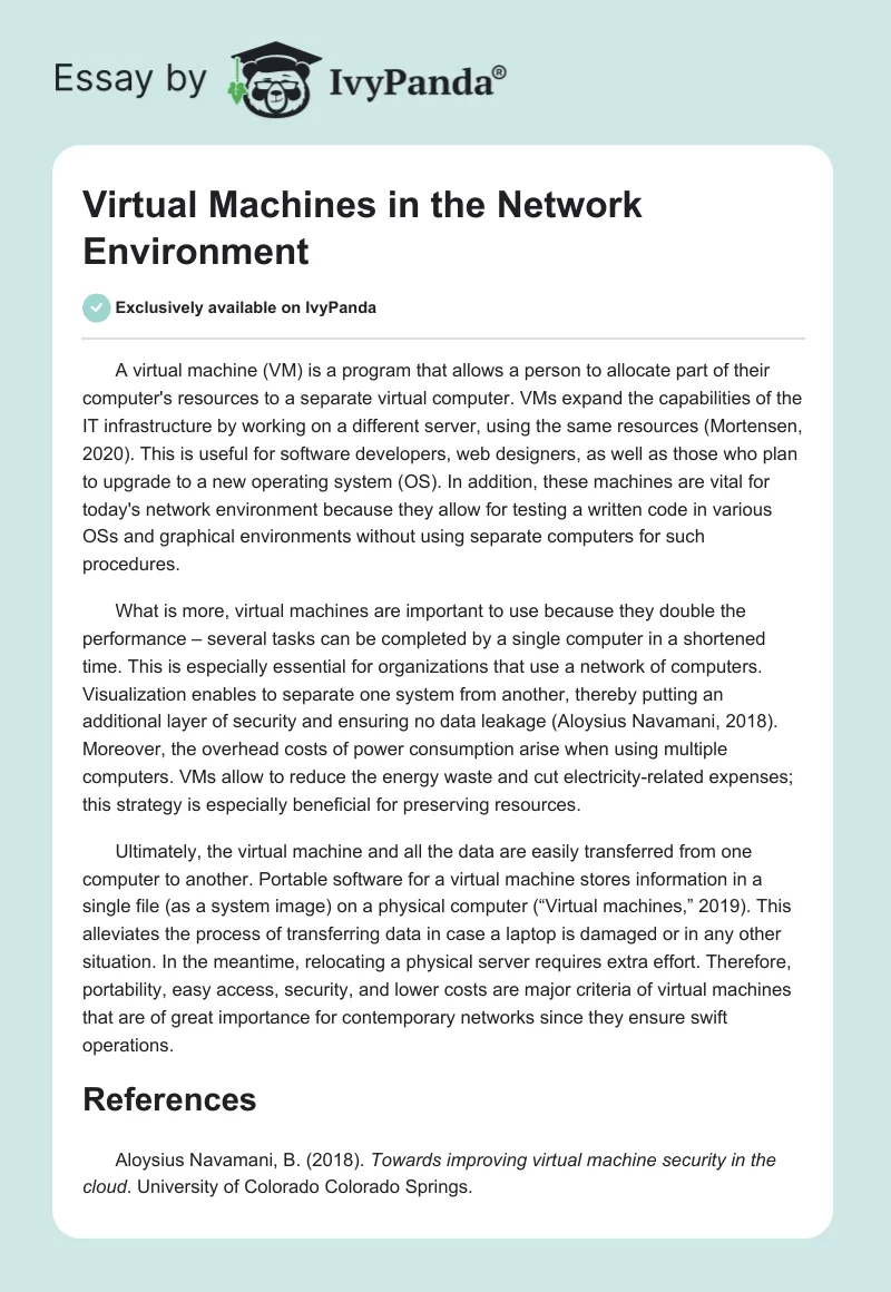 Virtual Machines in the Network Environment. Page 1