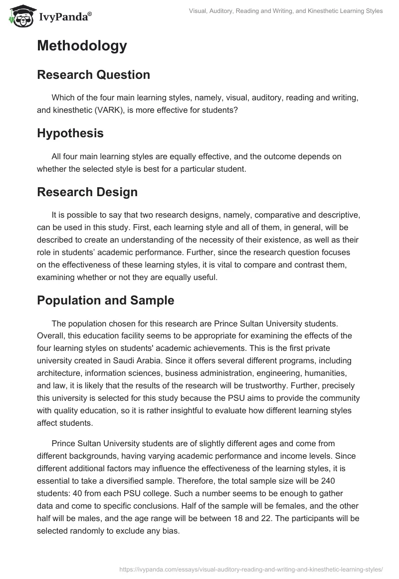 Visual, Auditory, Reading and Writing, and Kinesthetic Learning Styles. Page 5