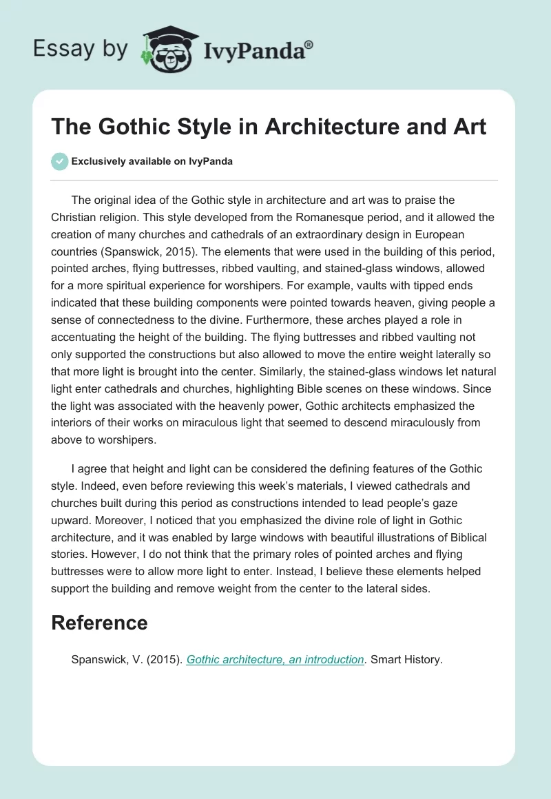 The Gothic Style in Architecture and Art. Page 1