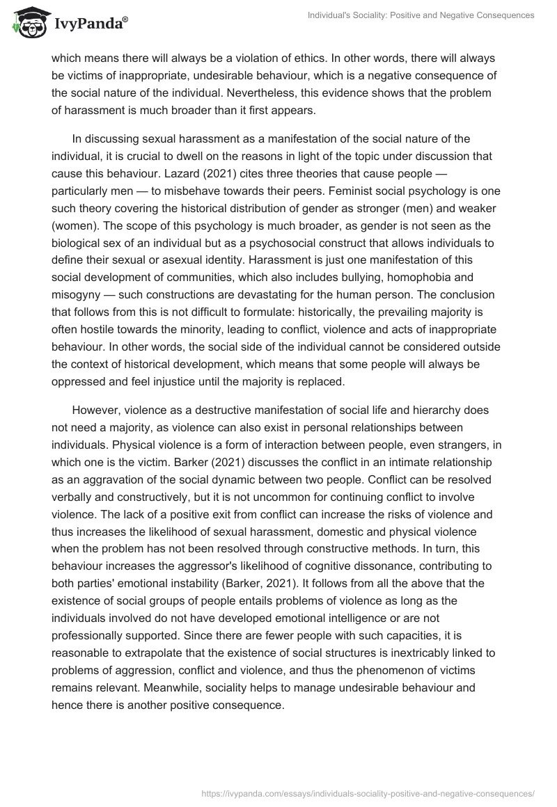 Individual's Sociality: Positive and Negative Consequences. Page 3