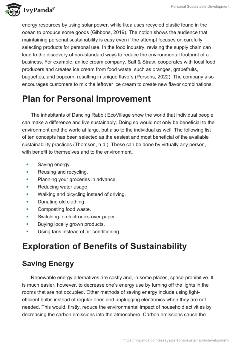 Personal Sustainable Development. Page 3