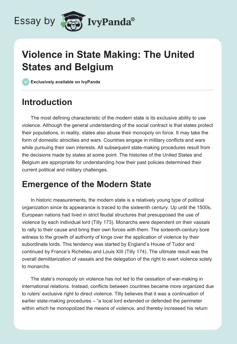 Violence in State Making: The United States and Belgium. Page 1