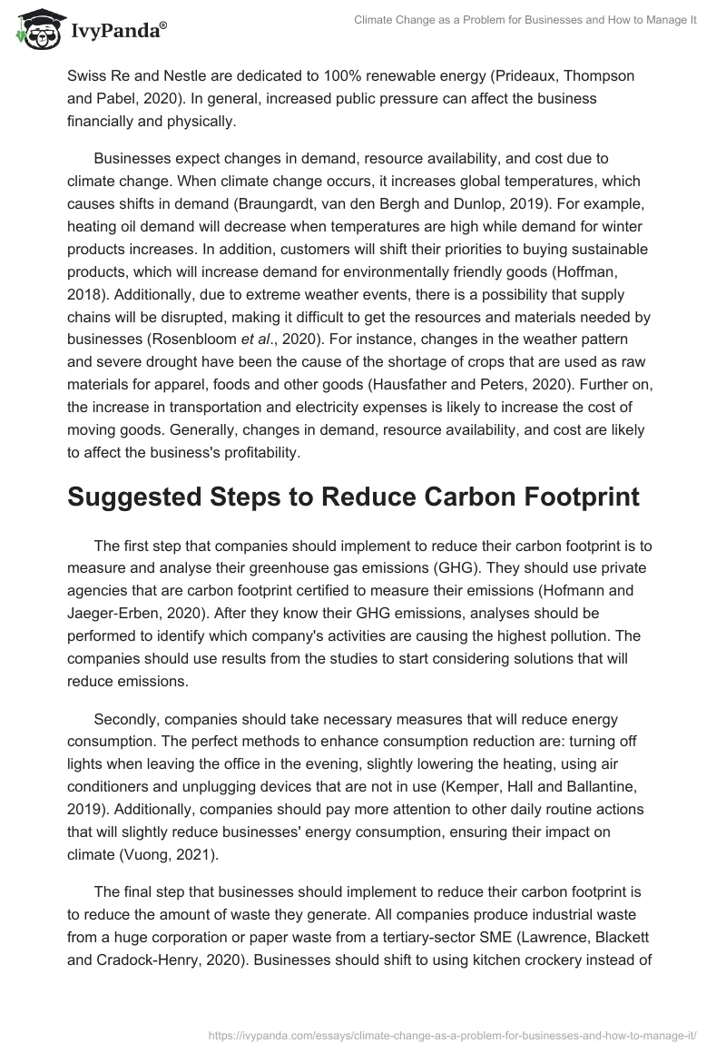 Climate Change as a Problem for Businesses and How to Manage It. Page 2