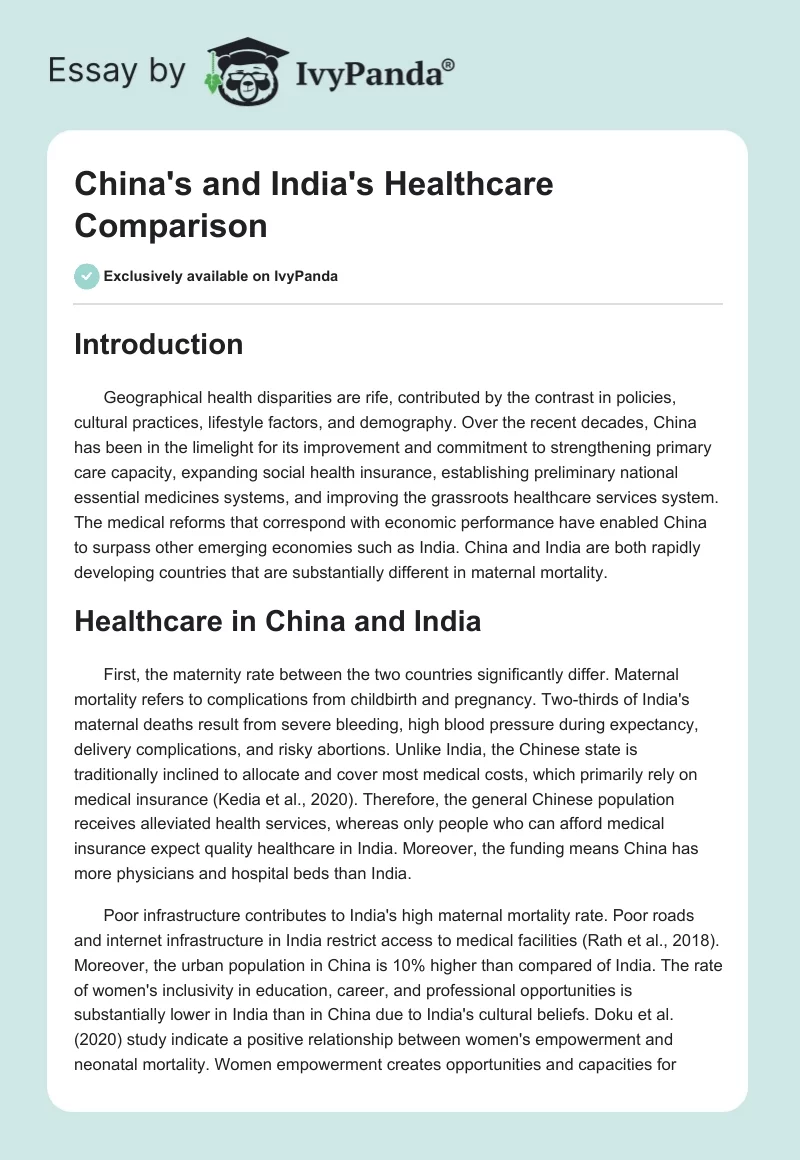 China's and India's Healthcare Comparison. Page 1