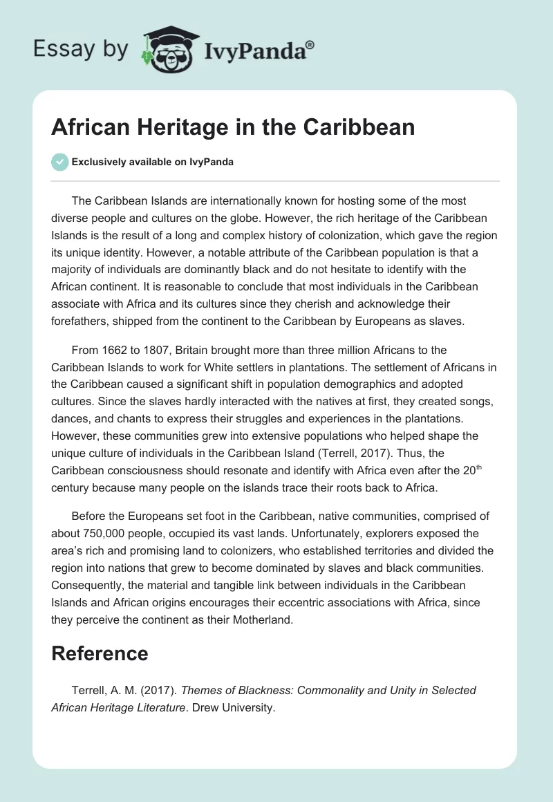 African Heritage in the Caribbean. Page 1