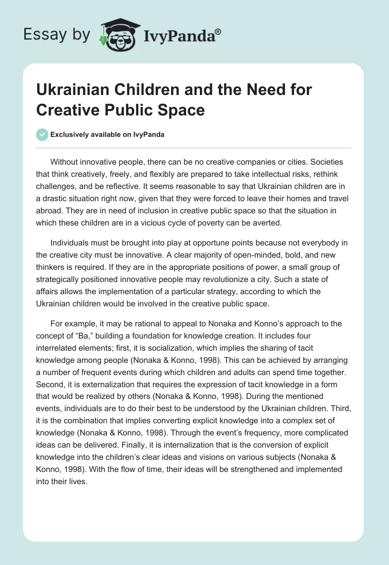 Ukrainian Children and the Need for Creative Public Space. Page 1