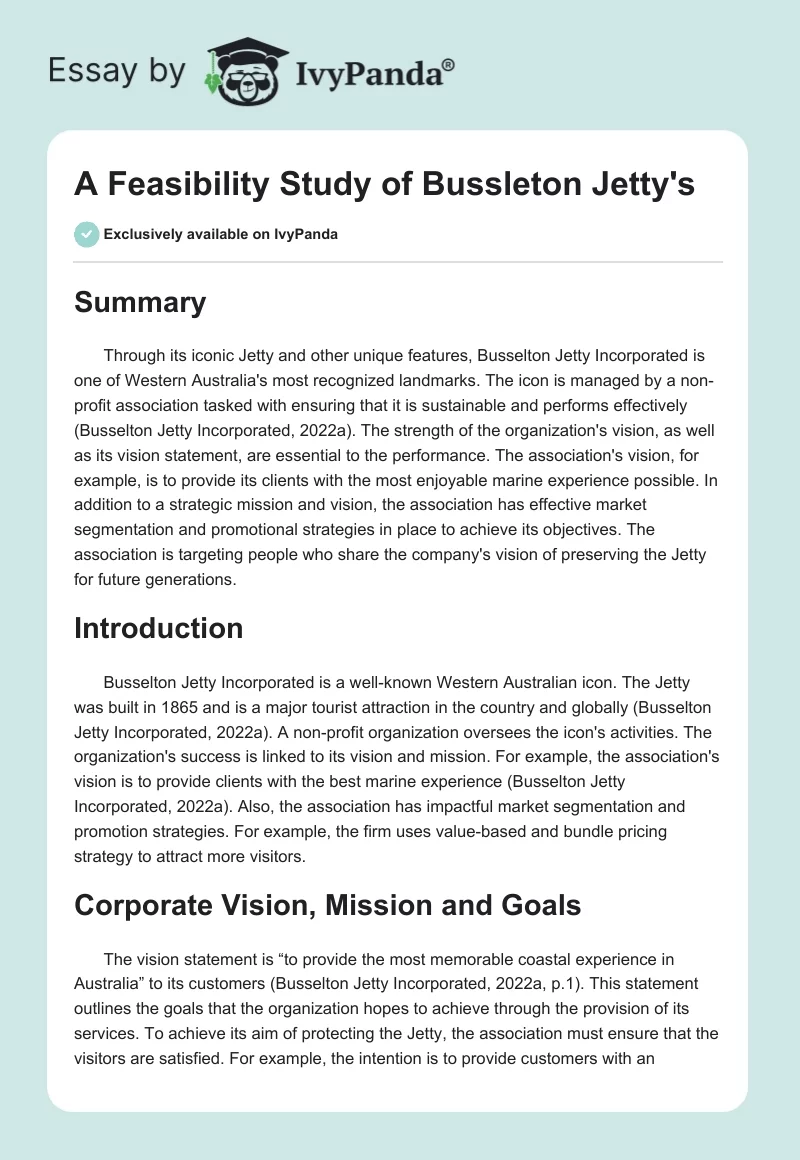 A Feasibility Study of Bussleton Jetty's. Page 1
