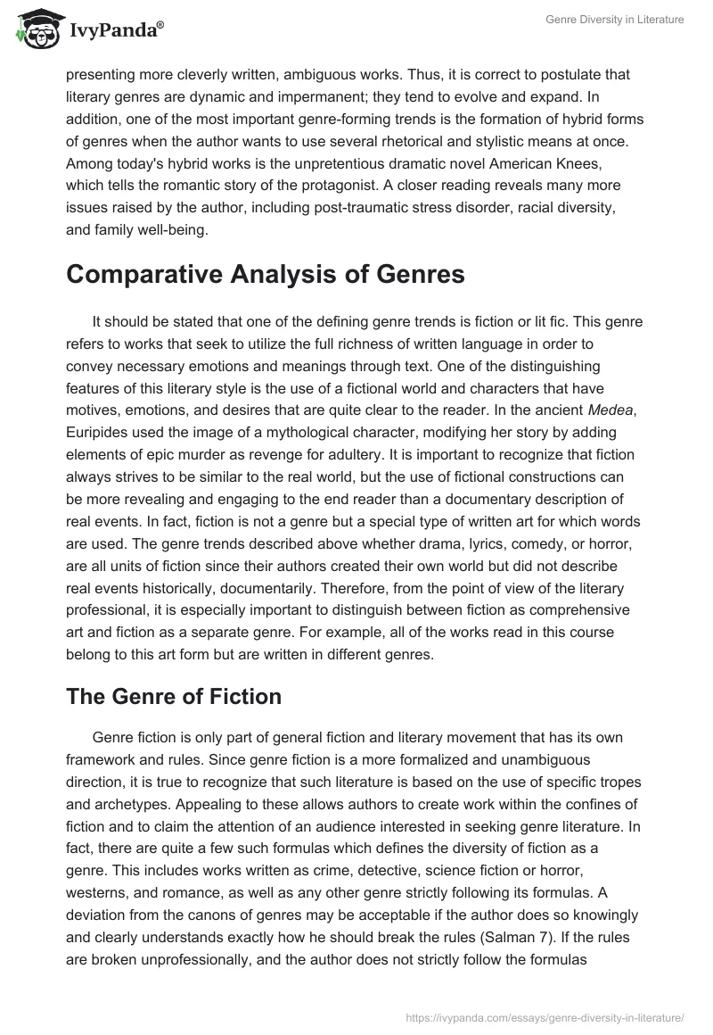 Genre Diversity in Literature. Page 3