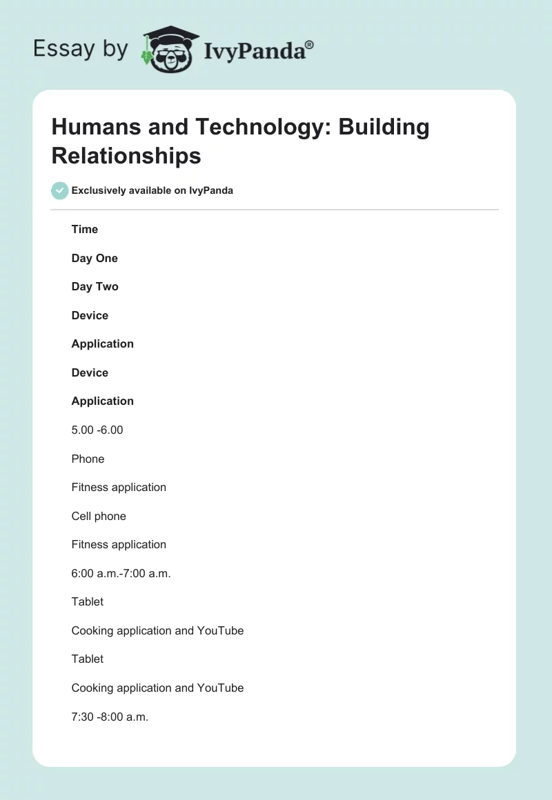 Humans and Technology: Building Relationships. Page 1