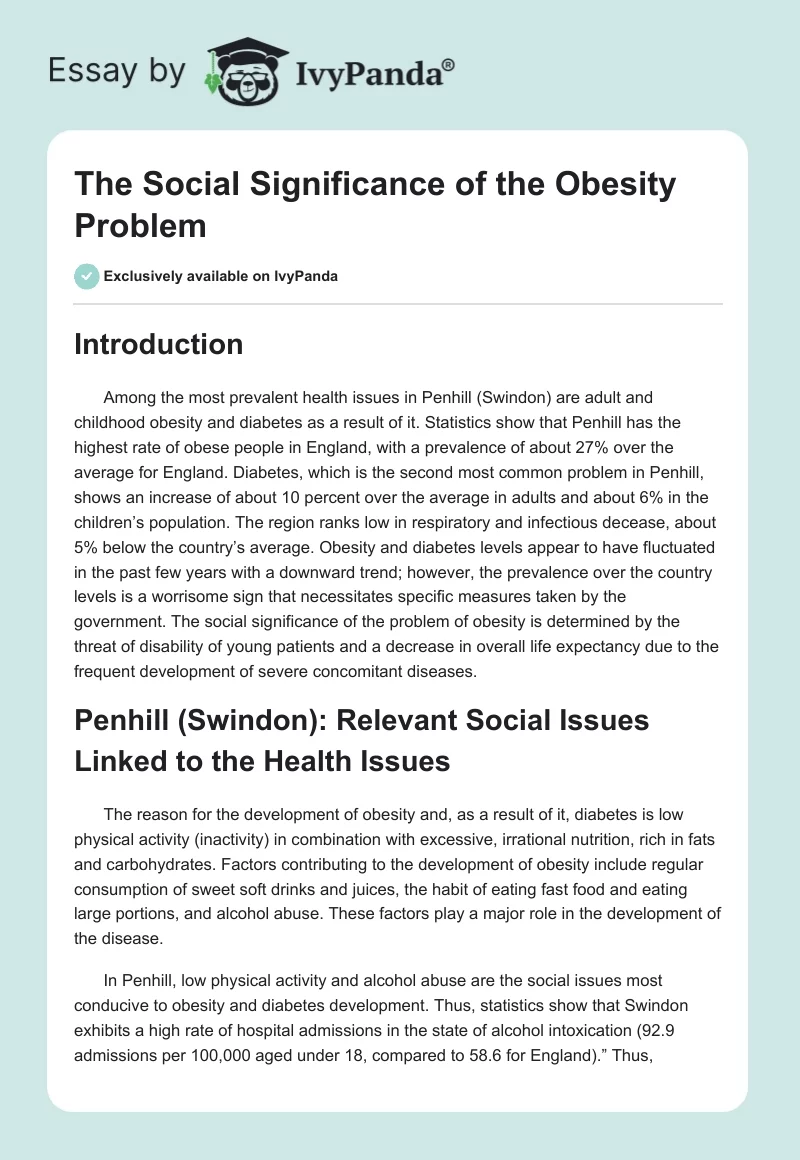 The Social Significance of the Obesity Problem. Page 1