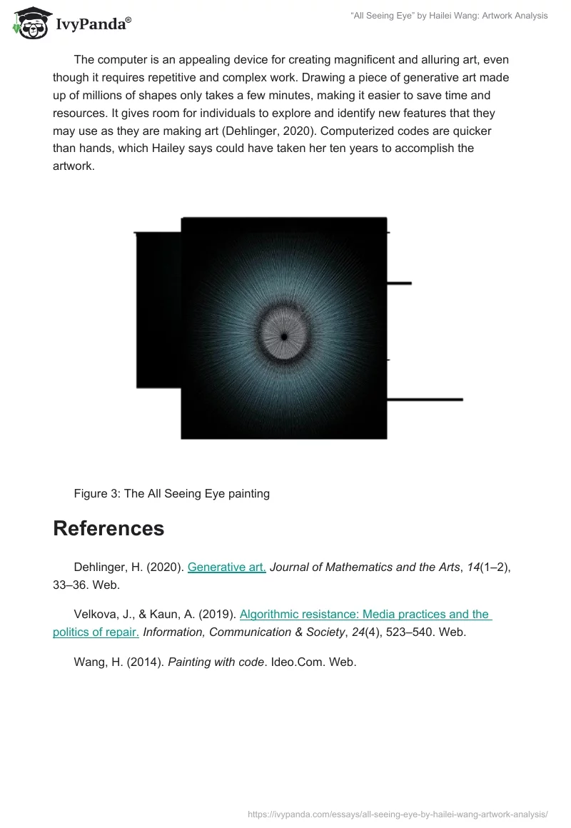 “All Seeing Eye” by Hailei Wang: Artwork Analysis. Page 5
