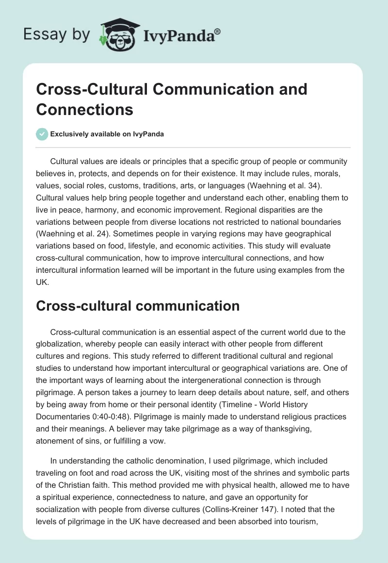 Cross-Cultural Communication and Connections. Page 1