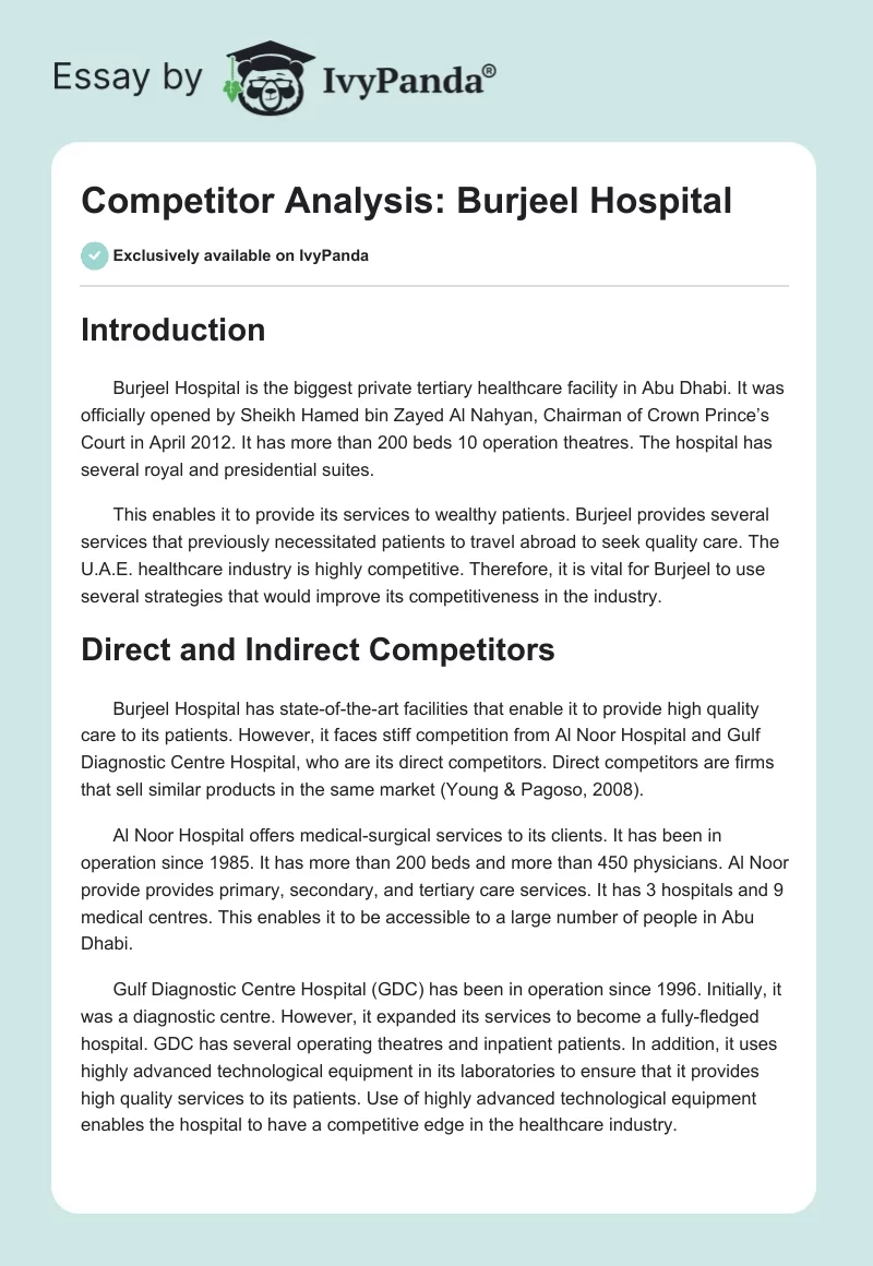 Competitor Analysis: Burjeel Hospital. Page 1