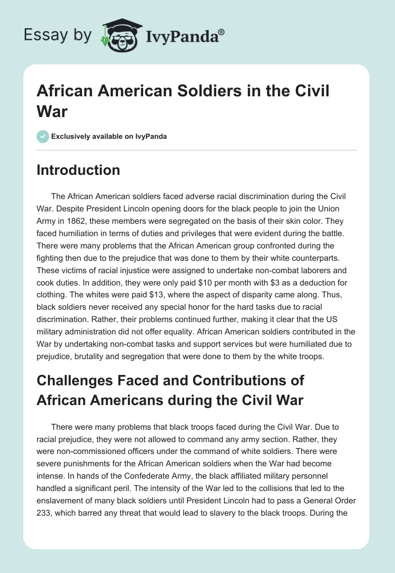 African American Soldiers in the Civil War. Page 1