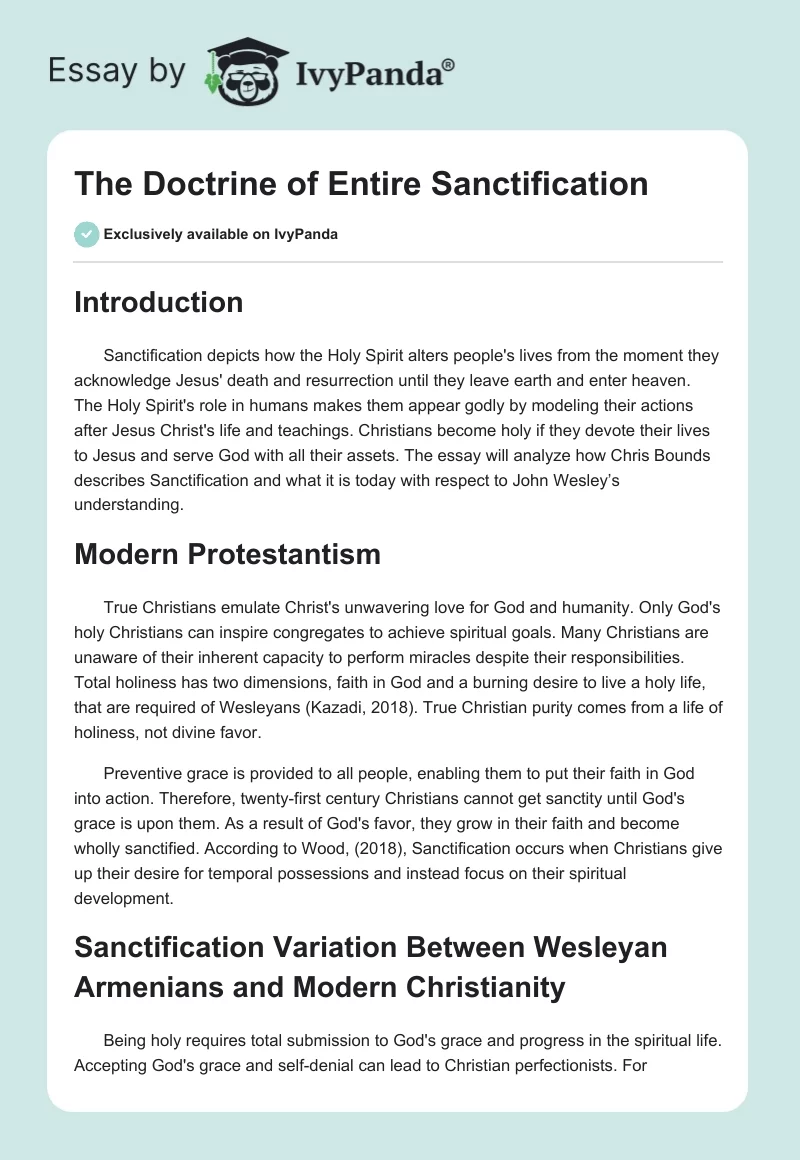 The Doctrine of Entire Sanctification. Page 1