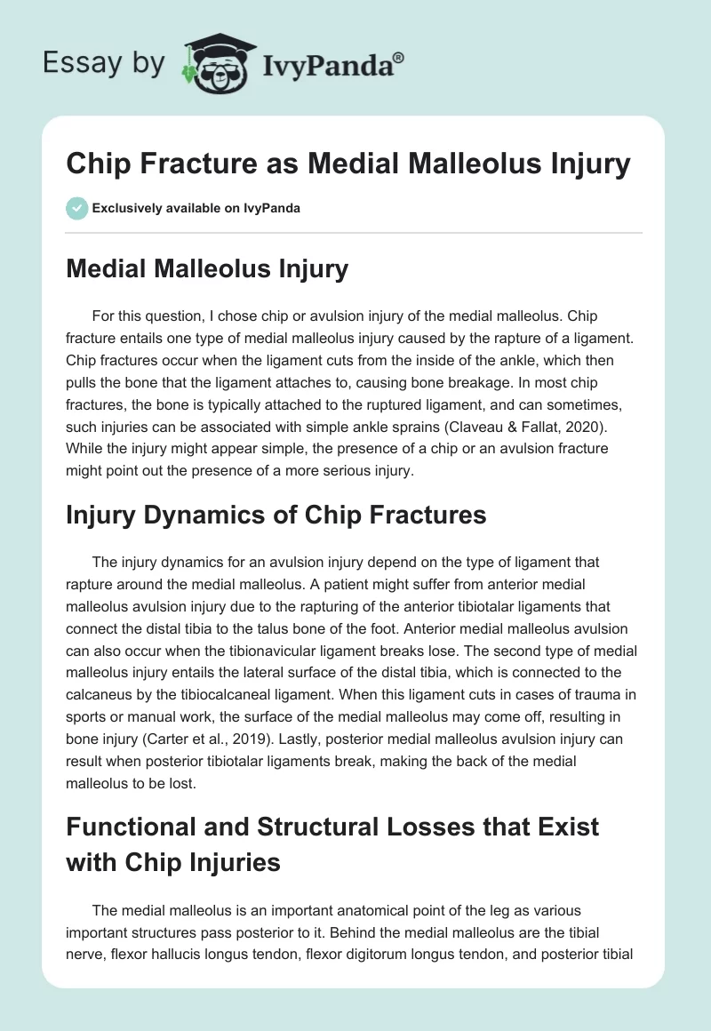 Chip Fracture as Medial Malleolus Injury. Page 1