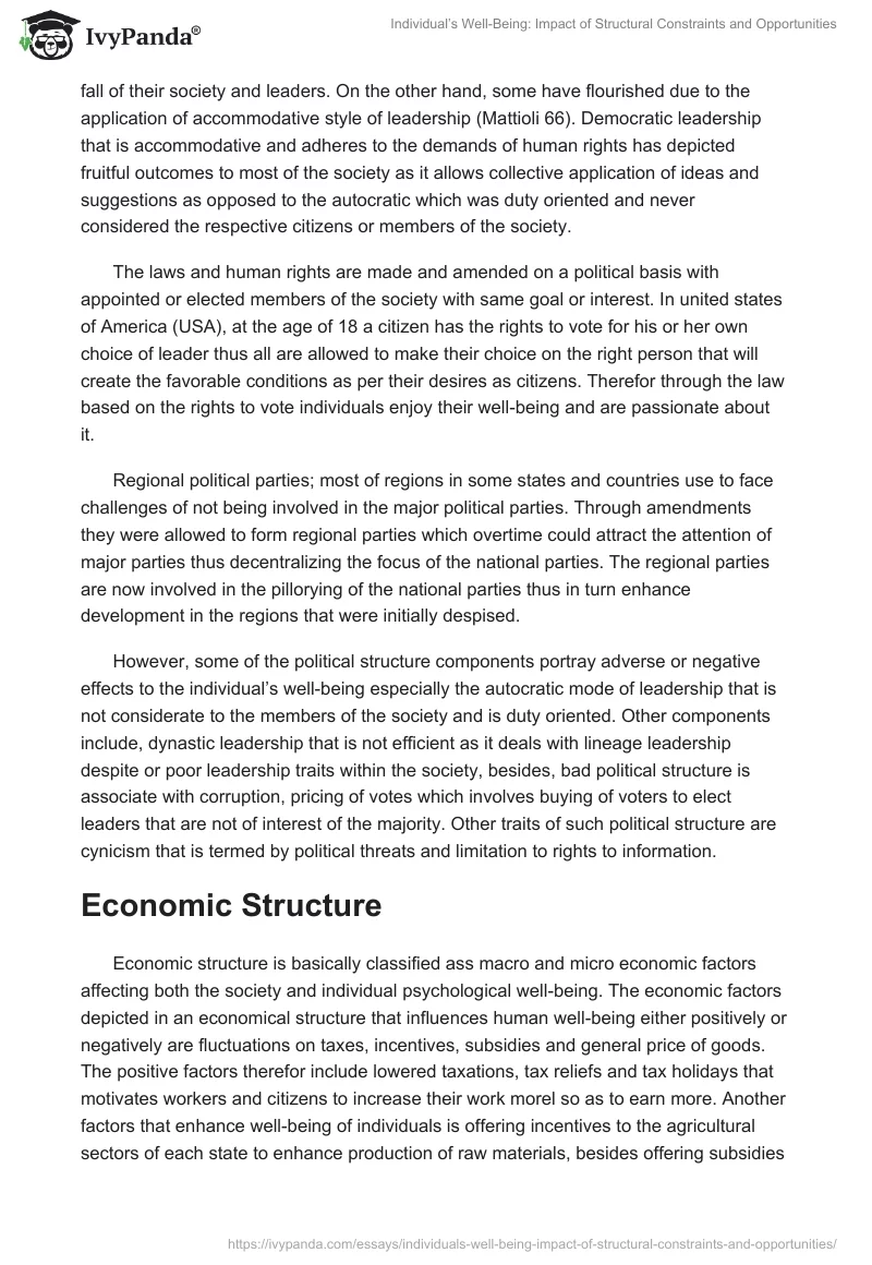 Individual’s Well-Being: Impact of Structural Constraints and Opportunities. Page 2