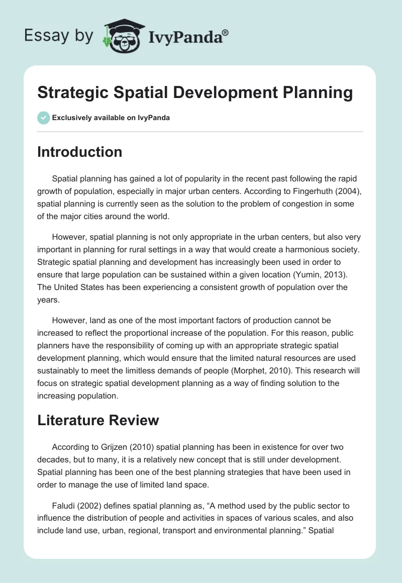 Strategic Spatial Development Planning. Page 1