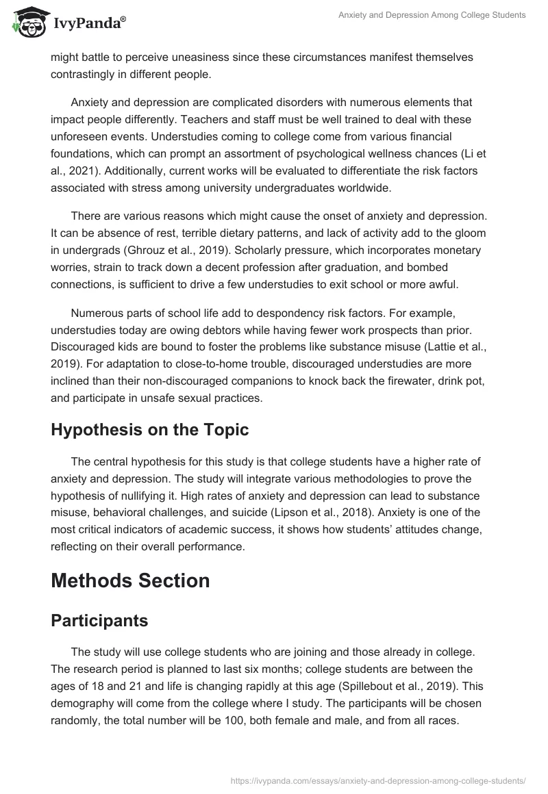 Anxiety and Depression Among College Students. Page 2