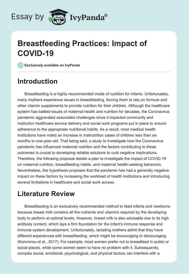 Breastfeeding Practices: Impact of COVID-19. Page 1