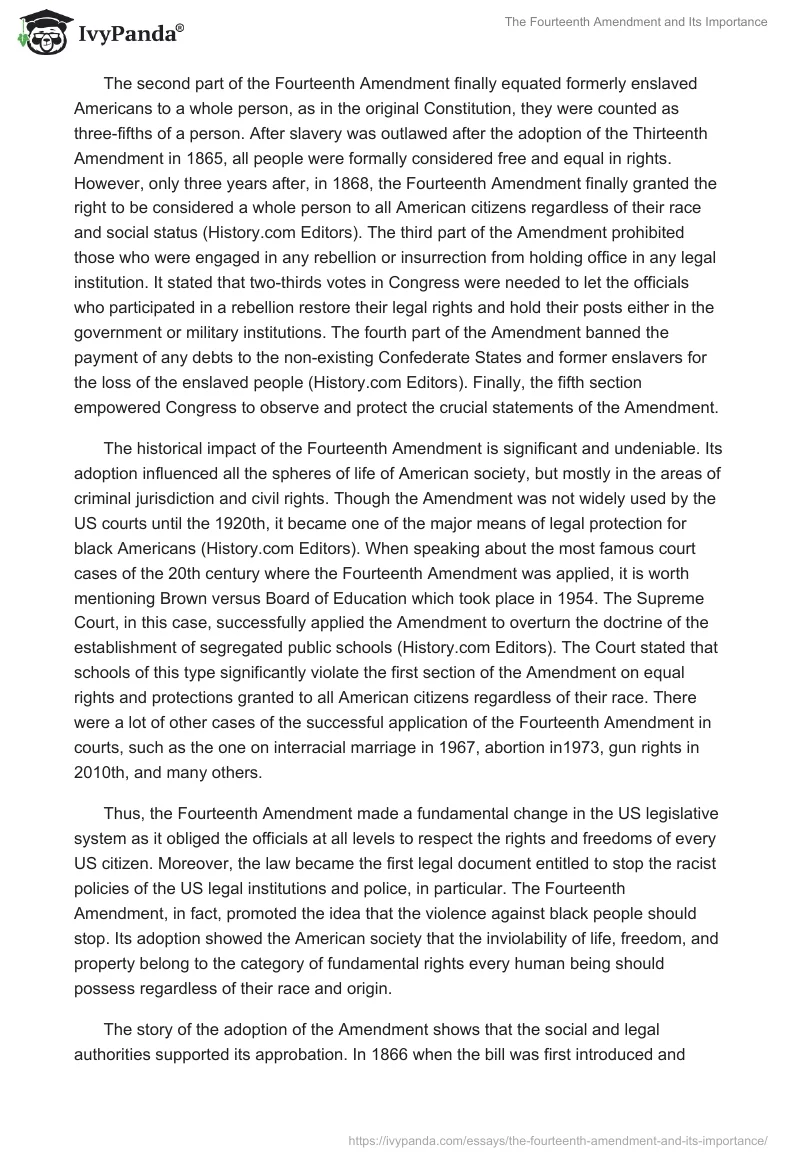 The Fourteenth Amendment and Its Importance. Page 2
