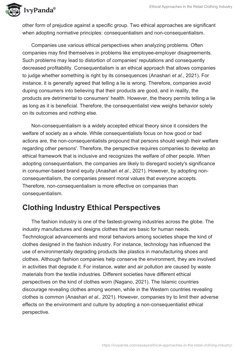 Ethical Approaches in the Retail Clothing Industry. Page 2