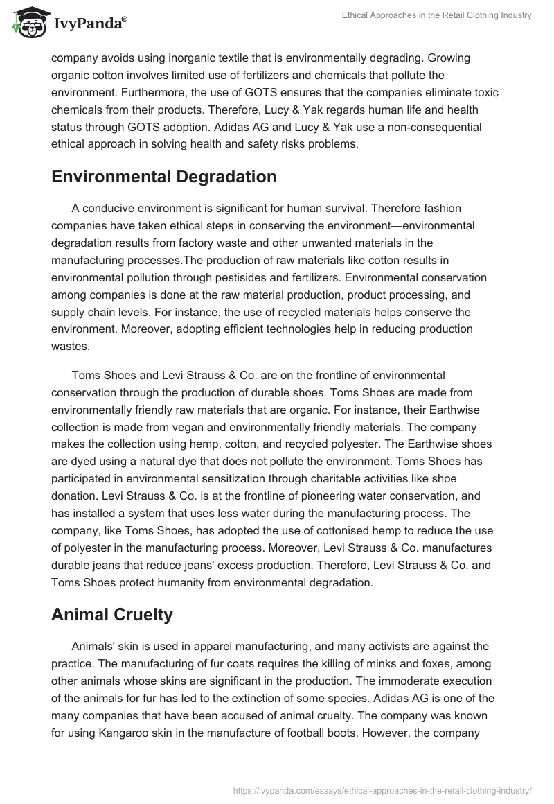Ethical Approaches in the Retail Clothing Industry. Page 5