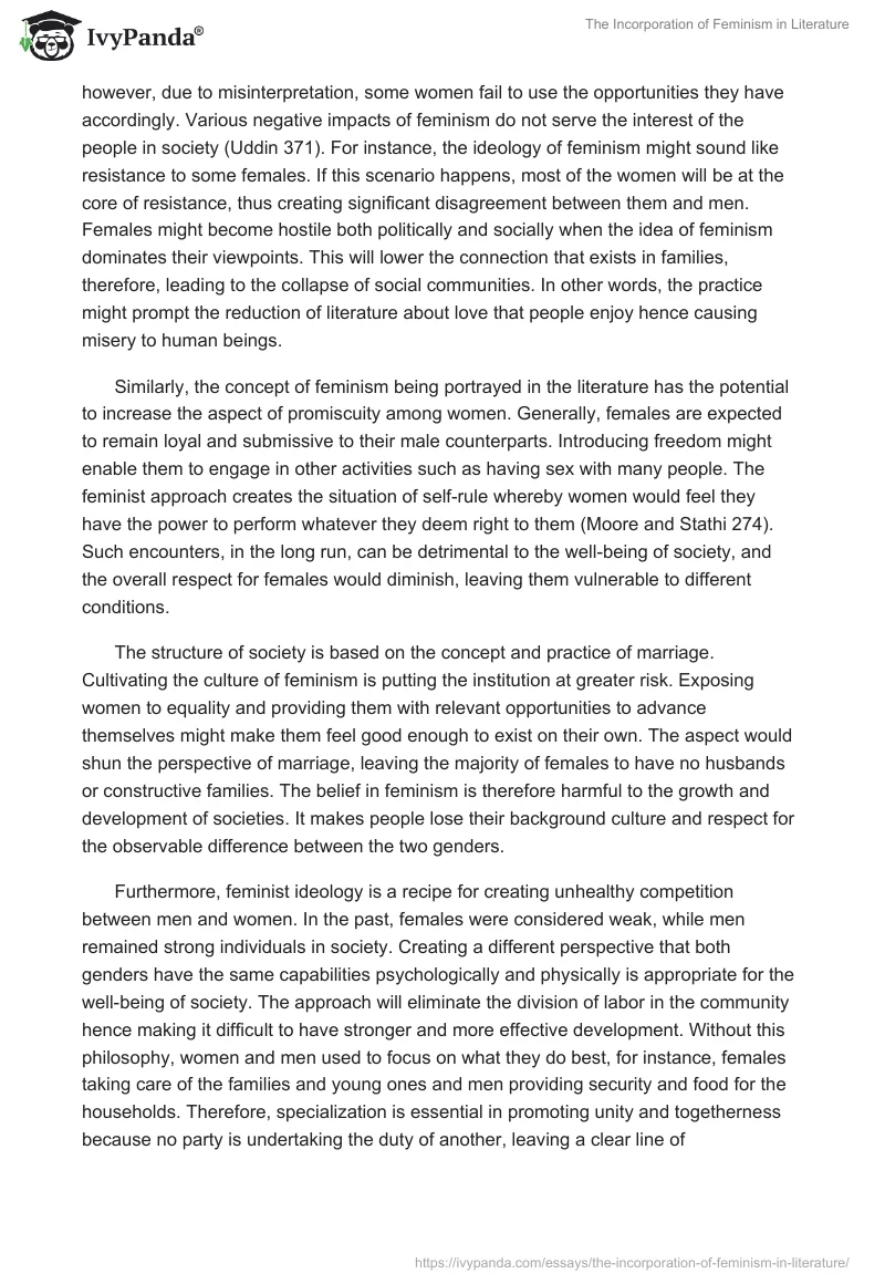 The Incorporation of Feminism in Literature. Page 3