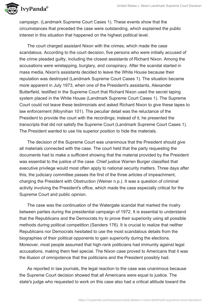 United States vs. Nixon Landmark Supreme Court Decision. Page 2